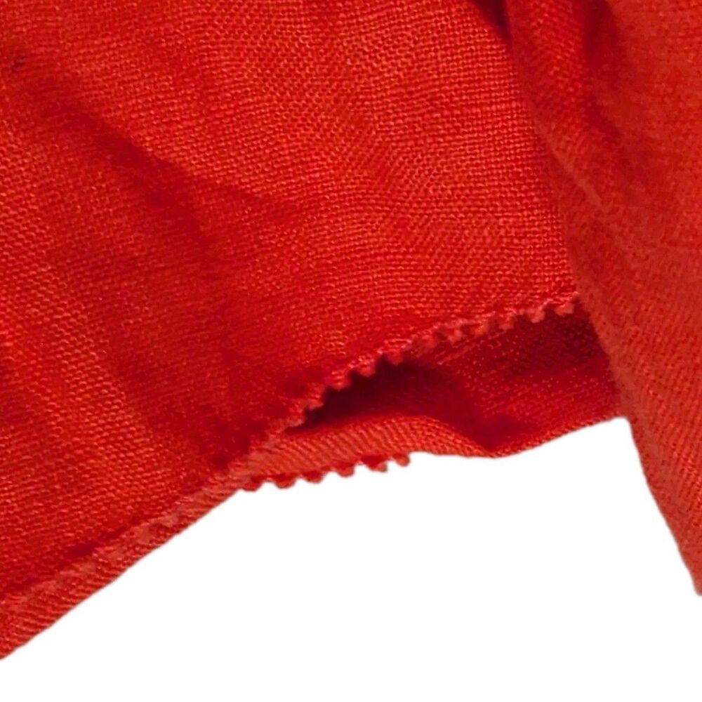 Banana Republic 100% Linen Lettuce Hem Smocked Neck Cropped Puff Sleeve Top S - Picture 5 of 10